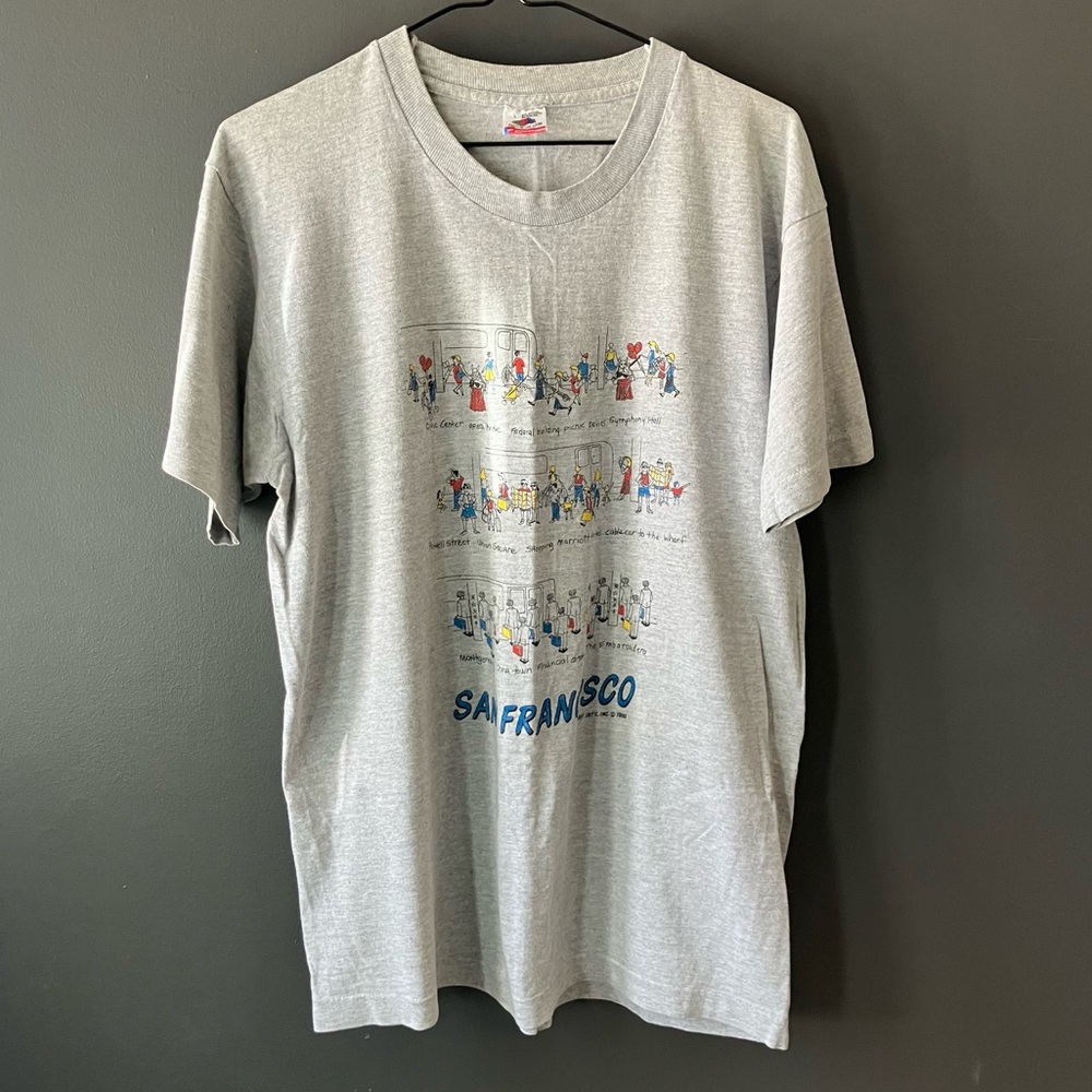 Vintage Single Stitch 1990 San Francisco Fruit of the Loom Made in USA Large Tee - Picture 10 of 10